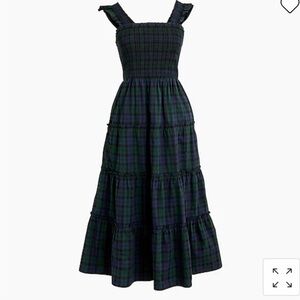 J. Crew Factory Tartan Plaid Smocked Tiered Midi Dress 3X